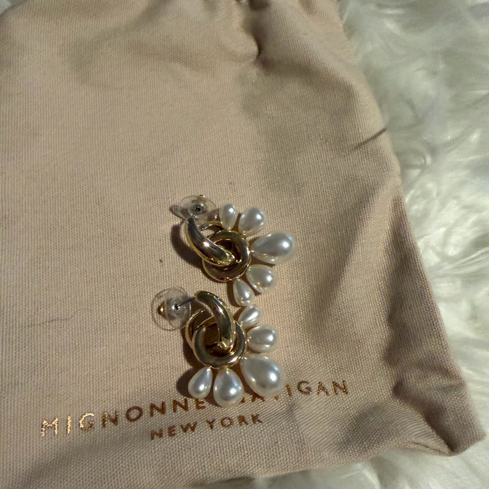 Mignonne Gavigan Gold and White Pearl Earrings